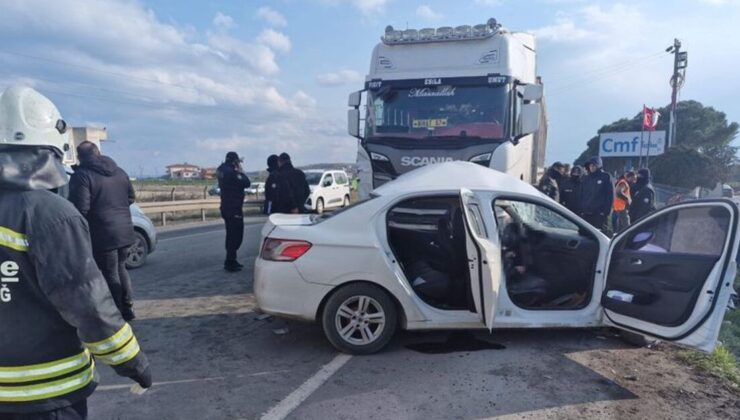 Tekirdağ’da TIR ile otomobil çarpıştı: 1 ölü, 2 yaralı